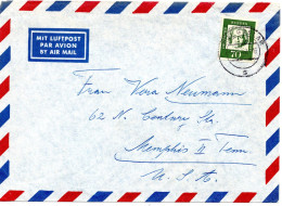 69777 - Bund - 1962 - 70Pfg Beethoven EF A LpBf GOSLAR -> Memphis, TN (USA) - Storia Postale