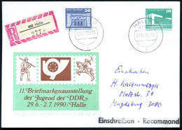 4020 HALLE 2/ F 1990 (30.6.) 1K Auf PP 10 Pf. PdR., Grün: 11. Briefmarkenausstellun Der Jugend Halle = Dürers Postreiter - Autres & Non Classés