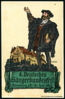 Nürnberg 1912 (Juli) PP 5 Pf. Luitpold, Grün: 8. Deutsches Sängerbundesfest = Dichter U. Schuhmacher Hans Sachs (mit Man - Autres & Non Classés