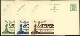 BELGIEN 1935 35 C. Reklame-P Grün: ANTWERPEN/ STAD VAN  R U B E N S   EN PLANTIN.. In 5 Farben, Kompl. Satz (Skulptur) P - Other & Unclassified