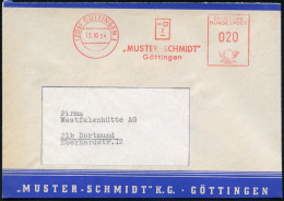 (20b) GÖTTINGEN 1/ "MUSTER-SCHMIDT".. 1954 (12.10.) AFS = Graphisches Gesicht Aus Geometrischen Formen Im Bauhaus-Stil , - Other & Unclassified