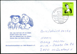 3401 EBERGÖTZEN 1/ Wilhelm Busch/ Stätten 1982 (15.4.) HWSt = "Max & Moritz" Von Wilhelm Busch Auf EF 50 Pf. "Fromme Hel - Cómics