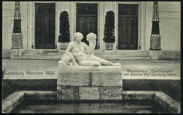 MÜNCHEN 1908/ AUSSTELLUNG 1908 (14.9.) SSt (3-Zeiler) Auf PP 5 Pf. Wappen, Grün: Brunnenfigur "Quellnymphe".. (u. Eingan - Skulpturen