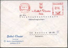 (1) BERLIN-CHARLOTTENBURG 2/ Hebbel-Theater 1948 (18.8.) AFS Francotyp (Berliner Wappen) Vordruck-Bf.: Hebbel-Theater, T - Schriftsteller