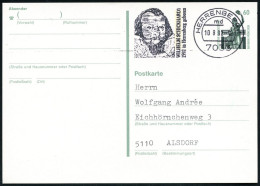 7033 HERRENBERG 1/ Md/ WILHELM SCHICKHARDT... 1992 (10.8.) MWSt (Kopfbild) Inl.-Karte - DEUTSCHSPRACHIGE DICHTER & LITER - Writers