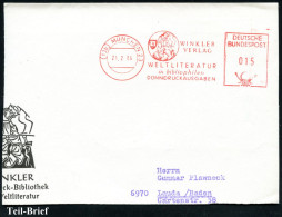 (13b) MÜNCHEN 23/ WINKLER/ VERLAG/ WELTLITERATUR.. 1964 (21.2.) AFS Postalia = Mittelalterliche Buchmalerei Mit Minnesän - Escritores