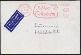 8 MÜNCHEN 3/ GLORIA/ Schloss/ Gripsholm 1964 (21.7.) Seltener AFS 025 Pf. = Literatur-Verfilmung V. Kurt Tucholsky (1931 - Ecrivains