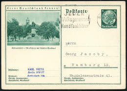 Schweinfurt 1934 (30.6.) 6 Pf. BiP Hindenburg, Grün: Rückert-Denkmal = Autor, Orientalist  U. Übersetzer Oriental. Liter - Writers