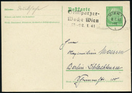 WIEN 1/ B/ Grillparzer-Woche Wien/ 15.-22.1.41 1941 (Jan.) MWSt Klar Auf Inl.-Karte (Bo.59 A I , Nur Kurze Verwendungsze - Schriftsteller