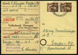 WÜRTTEMBERG 1948 (27.3.) 3 Pf. Friedr. Hölderlin, Reine MeF: Vertikales Paar , Sauber Gest. (WANGEN) Frankierter Bank-Sc - Writers