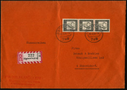 B.R.D. 1964 (20.2.) 30 Pf. Kant, Reine MeF: Vertikaler 3er-Streifen , Klar Gest. (748 SIGMARINGEN) + Alter RZ: Sigmaring - Schriftsteller