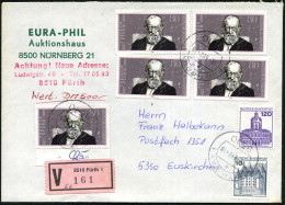 B.R.D. 1988 (13.5.) 80 Pf. "100. Todestag Th. Storm", 5 Stück U.a., Rosa VZ: 8510 Fürth 1, Sauber Gest. Inl.-Wert-Bf. "5 - Writers