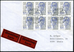 B.R.D. 1992 (10.9.) 100 Pf. "100. Geburtstag Werner Bergengruen", Reine MeF: 8er-Block + ET-SSt (1000 BERLIN 12 = Bücher - Schriftsteller