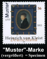 B.R.D. 2002 (Okt.) 56 C. "225. Geburtstag Heinrich V. Kleist" Mit Amtl. Handstempel  "M U S T E R" , Postfr. + Amtl. Ank - Escritores
