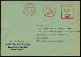 (16) FRANKFURT(MAIN)7/ JOHANN W.GOETHE/ UNIVERSITÄT 1959 (29.1.) AFS Francotyp = Junger Goethekopf (mit Perücke) + Abs.- - Escritores