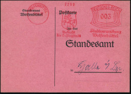 WOLFENBÜTTEL/ Besucht/ Die Lessingstadt/ Stadtverwaltung.. 1932 (3.11.) Seltener AFS Francotyp (Stadtwappen Mit Pferd) K - Théâtre