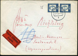 BERLIN 1964 (2.6.) 40 Pf. G.E. Lessing, Reine MeF: Vertikales Paar , Klar Gest. (1 BERLIN 28) Nachgebühr-Orts-Eil-Bf. N. - Theatre