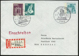 7142 MARBACH AM NECKAR 1/ 225.Geburtstag/ Friedr.Schiller 1984 (11.12.) HWSt = Schiller-Brustbild 2x + RZ: 7142 Marbach/ - Writers