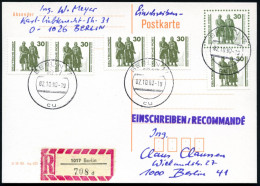 D.D.R. 1990 (2.10.) 30 Pf. Goethe-Schiller + Motivreine .Zusatzfrank. 30 Pf. Goethe/Schiller (5x) + RZ: 1017 Berlin/d (= - Writers