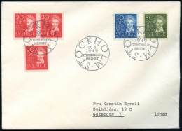 SCHWEDEN 1949 (22.1.) A. Strindberg, überkpl. Satz , 3x ET-SSt.: STOCKHOLM, Bedarfs-Inl:-FDC + Info-Karte, 2 Belege  (Mi - Writers