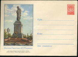 UdSSR 1954 40 Kop. U Staatswappen , Rot: Moskau Puschkin-Denkmal, Ungebr. - FREMDSPRACHIGE DICHTER & LITERATUR - FOREIGN - Ecrivains