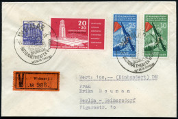WEIMAR/ DAS DEUTSCHE/ NATIONALTHEATER WEIMAR.. 1959 (Febr.) HWSt (Portal Nationaltheater) 2x + Alter V-Zettel Weimar 1 A - Théâtre