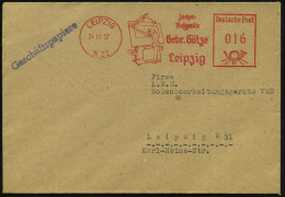 LEIPZIG/ N 22/ Zeichen-/ Meßgeräte/ Gebr.Götze 1955 (18.8.) Dekorativer AFS = Techn. Zeichner Am Zeichenbrett , Klar Ges - Otros