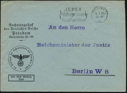 Potsdam 1940 (4.4.) Markenloser Dienst-Bf.: FdAR/Rechnungshof Des Deutschen Reiches (NS-Adler) Fernbf. N. Berlin An Reic - Other