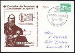 1080 BERLIN 8/ K.E.ZIOLKOWSKI/ 25 Jahre Kosmische Ära 1982 (19.3.) SSt Mit Mathemat. Formel, Klar Gest. Ziolkowski-Sonde - Otros