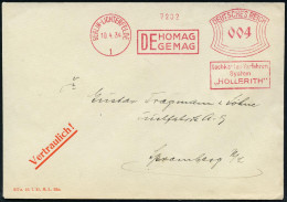 BERLIN-LICHTERFELDE/ 1/ DEHOMAG/ DEGEMAG/ Lochkarten-Verfahren/ System/ "HOLLERITH" 1934 (10.4.) Seltener AFS Francotyp  - Informática