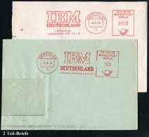 1 BERLIN 45/ IBM/ DEUTSCHLAND.. 1964/71 2 Verschiedene AFS Postalia (1x Vierstellig) 2 Teil-Briefe (Dü.E-24B, E-27B) - R - Informatik