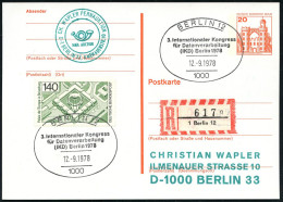 1000 BERLIN 12/ 3.Internat.Kongress/ Für Datenverarbeitung/ (IKD).. 1978 (12.9.) SSt 2x + RZ: 1 Berlin 12/q , Klar Gest. - Informatique