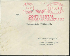 SCHÖNAU/ B.CHEMNITZ/ W/ CONTINENTAL/ BUCHUNGS- U.ADDIERMASCHINEN 1932 (6.9.) AFS Francotyp (Logo "W" = Wanderer-Werke) K - Informatik