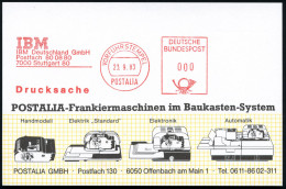 7000 Stuttgart 80 1983 (23.9.) AFS.: VORFÜHRSTEMPEL/POSTALIA/ I B M/IBM Deutschland GmbH.. , Seltene Postalia-Muster-Kt. - Informática