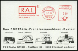 5300 Bonn 1 1980 (3.1.) AFS: VORFÜHRSTEMPEL/POSTALIA/ R A L (= Normausschuß Gegr.1927) Seltene Postalia- Musterkt.  (= S - Other