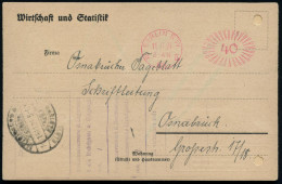 BERLIN SW 68 1921 (11.11.) Roter Zier-PFS 40 (Pf.) Auf Firmen-Kt.: Wirtschaft U. Statistik (rechts Reg.-Lochung) Geschl. - Autres