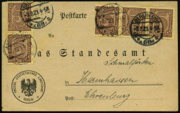 BERLIN SW/ *68r 1923 (3.2.) 1K-Brücje 4x Auf Dienst 5.- Mk, Reine MeF (5x) Auf Dienst-Kt: PREUSS.STATIST. LANDESAMT = Ma - Autres