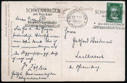 SCHWENNINGEN/ *(NECKAR)*/ Die Weltberühmte/ Uhrenindustriestadt 1929 (22.3.) MWSt Mit 2 Gleichen Texten = Je  U H R , Kl - Clocks