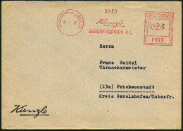 SCHWENNINGEN A.NECKAR/ Kienzle/ UHRENFABRIKEN AG. 1947 (11.4.) Seltener AFS-Typ "Hochrechteck" Klar Auf Firmen-Bf.: Kien - Horloges