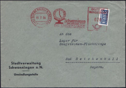 (14b) SCHWENNINGEN (NECKAR)/ DIE UHRENSTADT 1954 (15.7.) AFS Postalia = Standuhr Auf 2 Pf. NoB (= VE) Kommunal-Bf.: Stad - Horlogerie