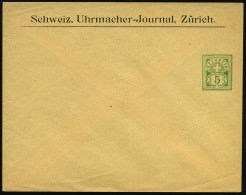 SCHWEIZ 1907 PU 5 C. Ziffer, Grün: Schweiz. Uhrmacher=Journal, Zürich , Ungebr. (Zu. PU 5) - UHR / ZEITMESSUNG - CLOCK / - Horlogerie