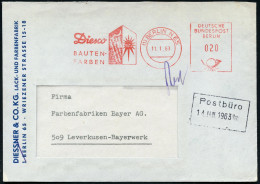 (1) BERLIN N65/ Diesco/ BAUTEN-/ FARBEN 1963 (2.1.) AFS Postalia = Regenwolke U. Sonne (auf Hauswand) Klar Gest. Firmen- - Klimaat & Meteorologie