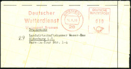 28 BREMEN 1/ Deutscher/ Wetterdienst/ Wetteramt Bremen 1963 (14.8.) AFS + Viol. Abs.-4L: Wetteramt Bremen/ ..Flughafen K - Klima & Meteorologie