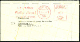 28 BREMEN 1/ Deutscher/ Wetterdienst/ Wetteramt Bremen 1963 (14.8.) AFS + Viol. Abs.-4L: Wetteramt Bremen/ ..Flughafen K - Climate & Meteorology