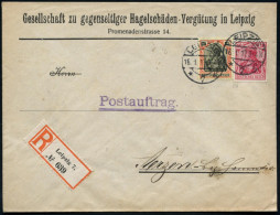 LEIPZIG/ *7g 1917 (16.1.) 1K-Brücke Auf Germania 10 Pf. U. 25 Pf. Auf Firmen-Bf.: Gesellschaft Zu Gegenseitiger Hagelsch - Climate & Meteorology