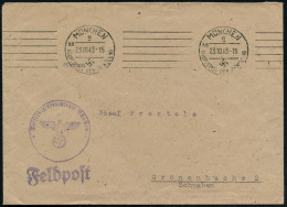 MÜNCHEN/ 8/ Aa/ HAUPTSTADT DER BEWEGUNG 1943 (23.10.) Band-MaWSt + Viol. 1K-HdN: Wetterbezirkszentrale München + 1L: Fel - Climat & Météorologie