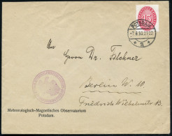 POTSDAM/ *2* 1930 (7.6.) 1K-Brücke Auf EF 15 Pf. Dienst + Viol. 1K-HdN: PREUSS. METEOROLOGISCHES INSTITUT/ OBSERVATORIUM - Klima & Meteorologie