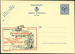 BELGIEN 1951 90 C. Reklame-P Blau: IN SAINT-MEDARD/..LODENS.. = St. Medardus Auf Regenwolke (u. Familie) Fläm. Text, Ung - Climate & Meteorology