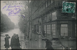 FRANKREICH 1910 (17.2.) S/w.-Foto-Ak.: Paris, Seine-Hochwasser (Blvd. De La Tour Maubourg) Rs. Frankiert (1K: PARIS 44)  - Climat & Météorologie