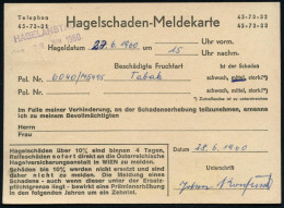 ÖSTERREICH 1960 (28.6.) 3,50 S. Trachten, Seltene EF Auf Firmen-Kt.: Österr. Hagelversichrunganstalt Wien = Hagelschaden - Klima & Meteorologie